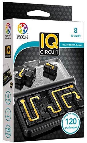 SmartGames IQ Circuit Portable Travel Game - 120 Challenges, Plastic, Black/Gold/Transparent, Ages 8-Adult