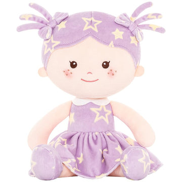 Onetoo Rag Doll Plush Baby Doll Soft Baby Doll For Girls First Baby Doll Plush Sleeping Cuddle Buddy Doll Wear Star Purple Sleeveless Dress 14'