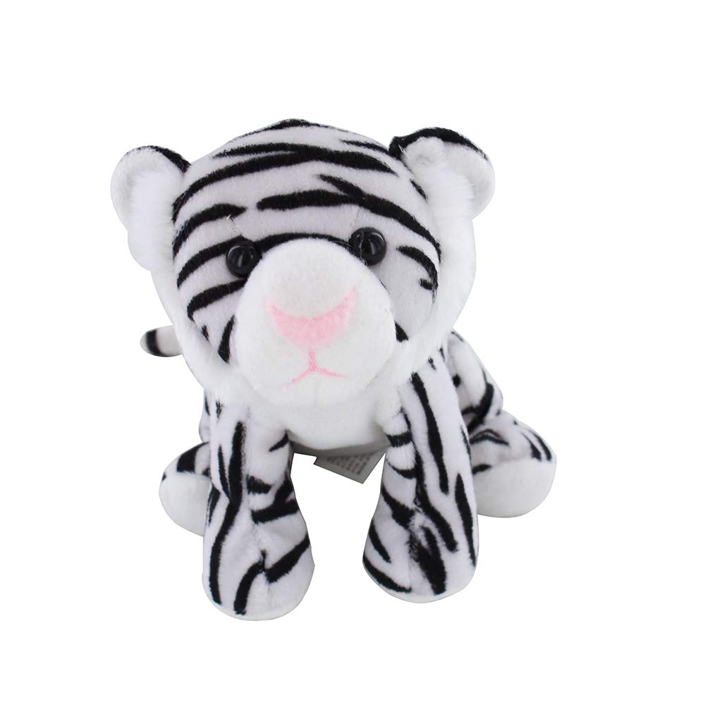 Plushland Beanie Moose Sitting 7 Stuffed Toys Plush Super Soft Winter Holiday (New Beanie White Tiger)