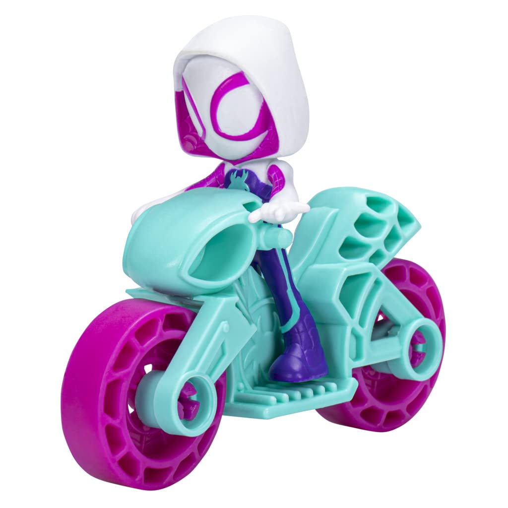 Marvel Spidey and His Amazing Friends Ghost Spider Figure - 2.5" Moto, Plastic, White, Pink, Blue, Model F7262