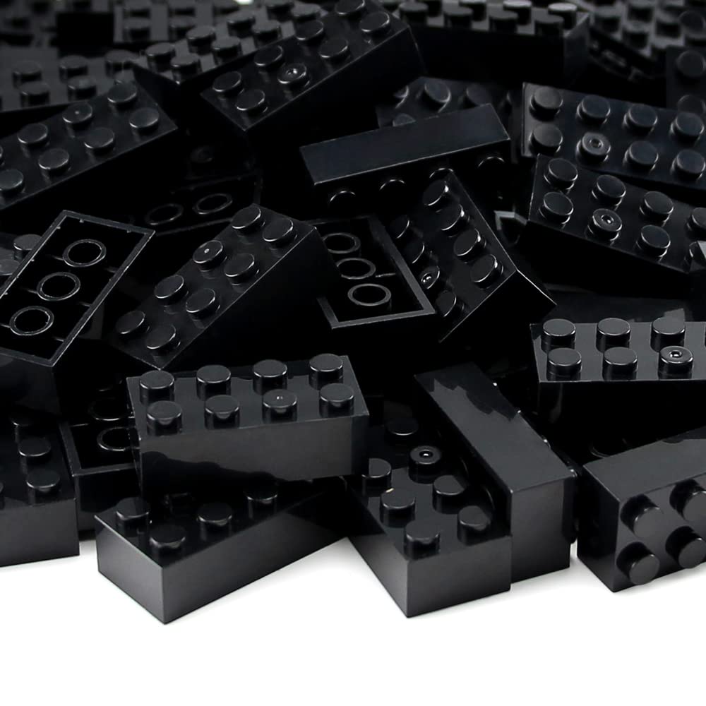 Feleph 100Pcs 2X4 Bricks Black Pieces Parts Classic Building Creative Play Blocks Set Parts Toy Accessories Compatible With 3001 Major Brick Brands