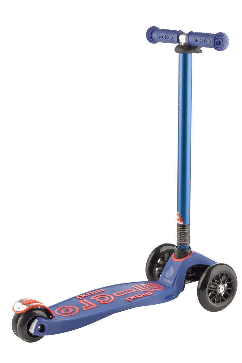Micro Kickboard Maxi Deluxe Scooter - 3-Wheeled, Lean-to-Steer, Blue, Kids, Model MMD023, Polyurethane Material