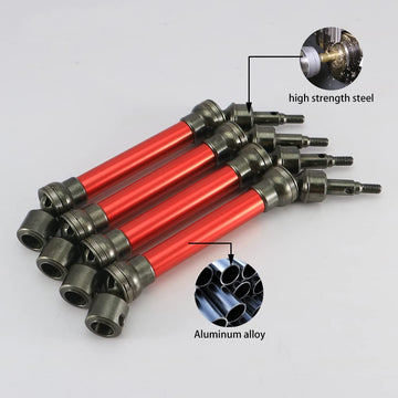 RCAWD 4X Slider Front/Rear Drive Shaft Set for 1/10 Arrma Big Rock 4X4 V3 3S Blx Brushless Monster Truck RTR Upgrade Parts(Red)