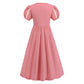 Addacos Girls Renaissance Medieval Dress Princess Costume Halloween Outfits Birthday Party Dress Up Clothes (Pink, 120 (4-5T))