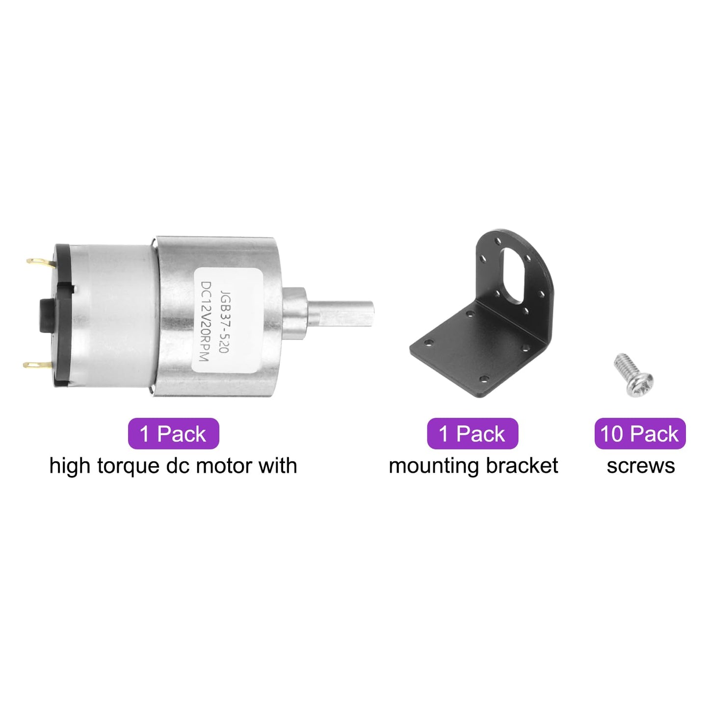 Dmiotech Micro Dc 12V 20Rpm Geared Motor With Bracket Gear Reduction Motors 37Mm Diameter Gearbox Micro Speed Reduction For Rc C