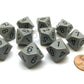 Chessex Manufacturing 26210 Opaque Grey With Black - Ten Sided Die D10 Set Of 10