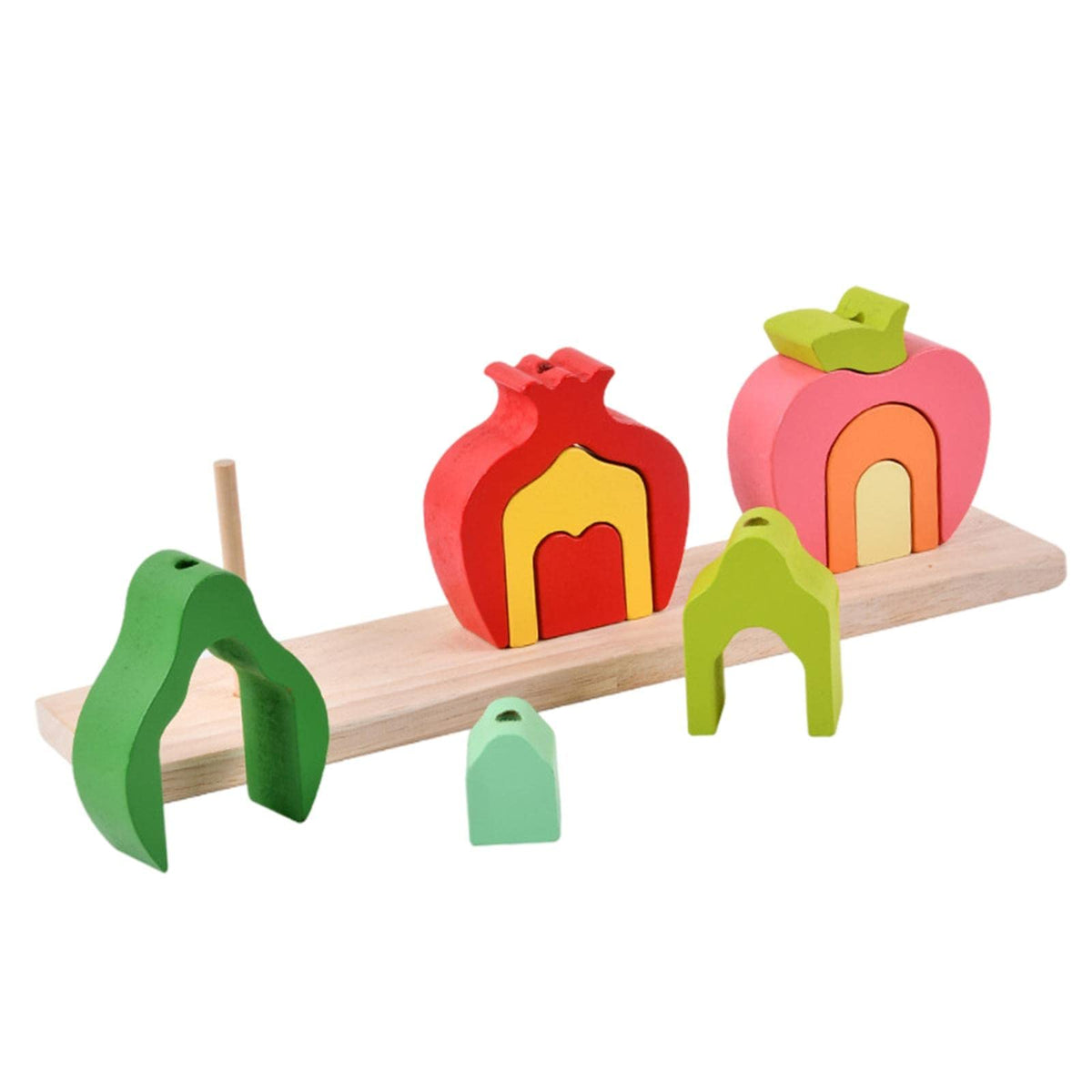Ilsmysutra Wooden Kids Stacking Toys Vegetable Fruit Sets Of Columns Enlightenment A|Toys For Baby|Developmental Baby Toys
