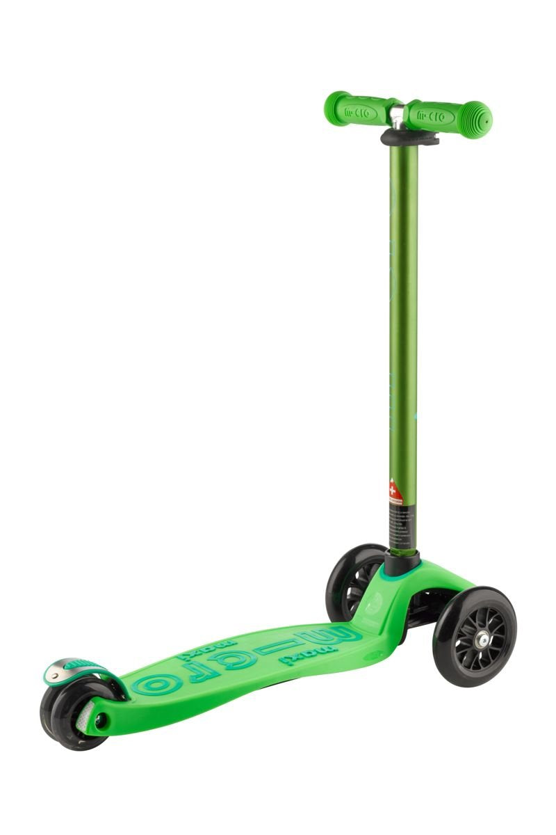 Micro Maxi Deluxe Scooter - 3-Wheeled, Lean-to-Steer, Green, Kids, Model MMD022, Swiss-Designed, Ages 5-12