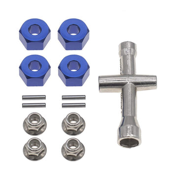 4Pcs Aluminum 12mm hex hubs Wheel adapters 7mm Thickness & M4 Flanged Lock Nuts for Traxxas 1/10 Stampede Slash 4x4 RC Car etc