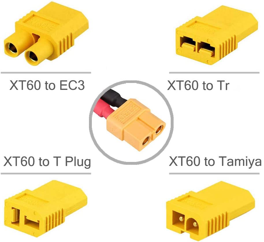 Amass XT60 Male to Connector Deans T/Tr / EC3 /Big Tamiya Plug Female Converter Adapter for RC Lipo Battery