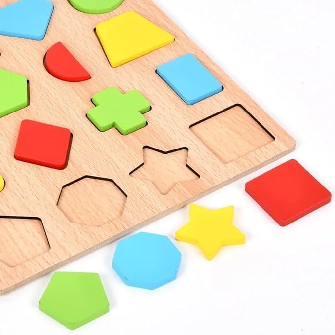 Wooden Shape Puzzle For Toddlers, Montessori Educational Toy, Shape Recognition, Ages 24 Years