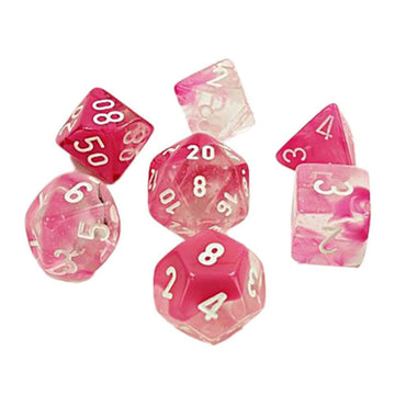 chessex cHX30042 cube Lab gemini Dice - Pink & White - Set of 7