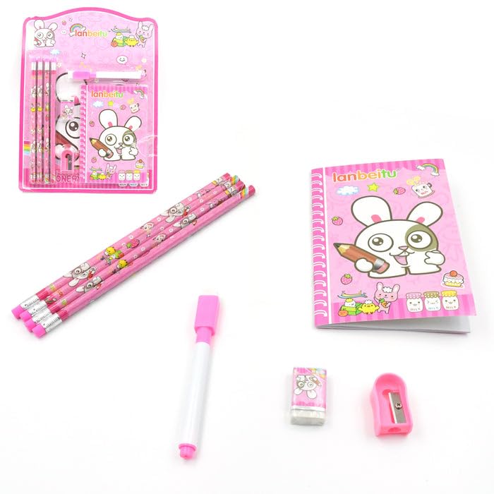 Akashdoc Child Stationery Kit: Wooden Pencils, Eraser, Diary (8 Pc Set)