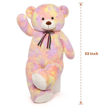 Tezituor Big Teddy Bear,52'' Giant Stuffed Animal Plush,Rainbow Yellow Soft Gifts For Valentine, Christmas, Birthday.
