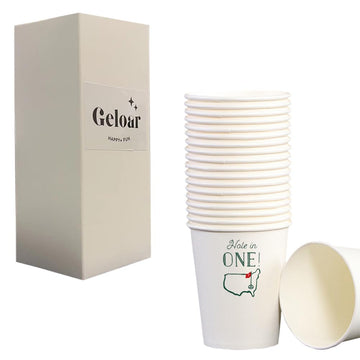Geloar Golf Party Cups, 20 Pack 9Oz Hole In One First Birthday Disposable Paper Party Cups For Baby 1St Party First Birthday (Ho