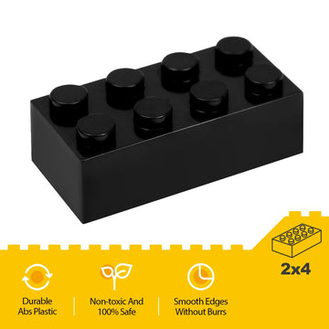 Unirolic Classic Building Bricks, 100 Piece 2X4 Building Blocks Stem Creative Building Toys Compatible With All Major Brands, Moc Building Bricks Diy Play Set For Kids(Black)