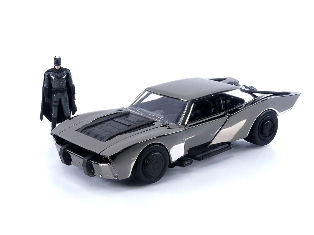 Jada Toys Batmobile SDCC 2022 1:24 Scale with Batman Diecast Vehicles, Chrome Black