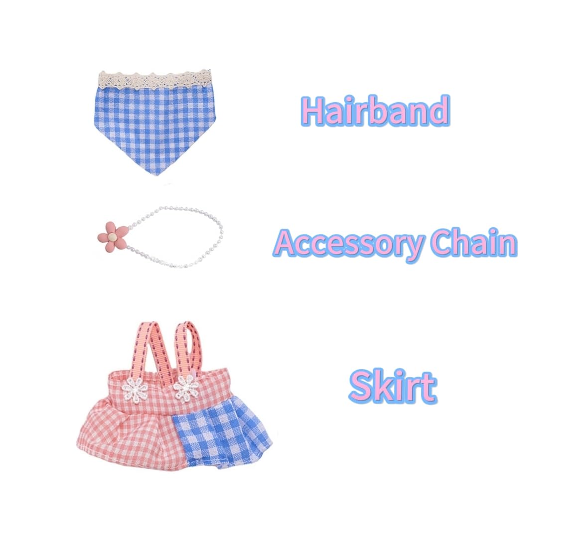 Doll Dress 17Cm,2-Piece Hairband And Skirt Set Premium Fashion Cute Dress,Dolls Accessories No Doll (Pink And Blue)