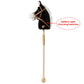 Hollyhome Outdoor Stick Horse With Wood Wheels Real Pony Neighing And Galloping Sounds Plush Toy Black 36 Inches(Aa Batteries Required)