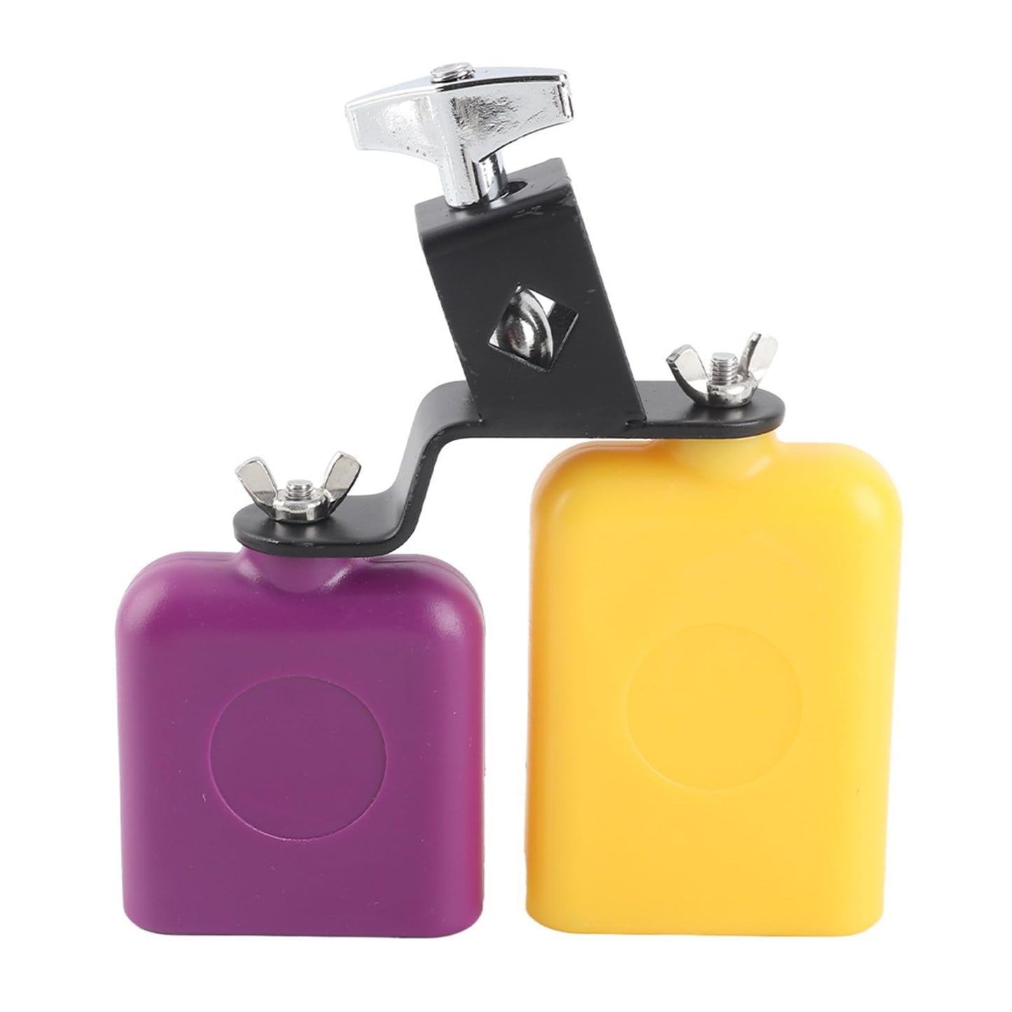 Oumefar Yellow And Purple Square Wooden Fish Cow Bell Clear Sound For Kids High And Low Pitch Cattle Percussion Instrument For M