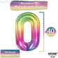 Giant Rainbow Jelly Number 0 Balloons - Large, 40 Inch | Rainbow Birthday Decorations | 0 Digit Tie Dye Balloons Decoration | Happy Birthday Rainbow Zero Balloon For Rainbow Birthday Party Decorations