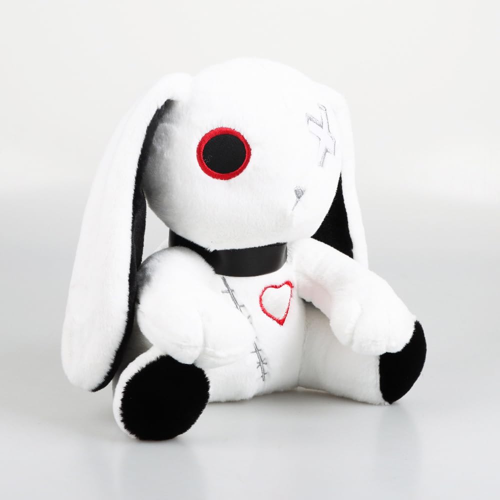 Biubiulove Goth Rabbit Plush Toy, Gothic Bunny Plushie Stuffed Animal Toy, Dreadful Rabbit Doll For Halloween Easter Christmas B