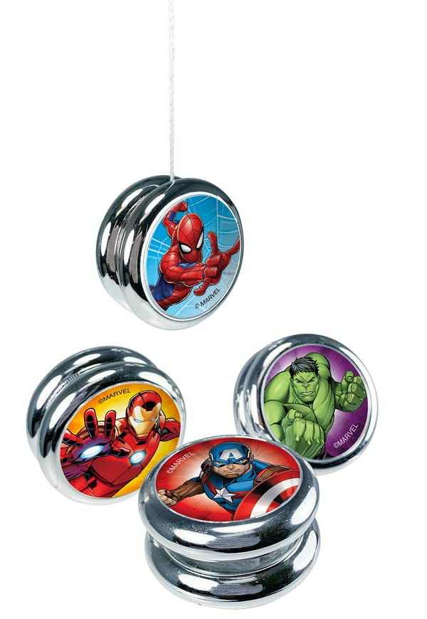 JA-RU Marvel Avengers & Spiderman Yo-Yos, Assorted 6-Pack, Plastic, Kids Toys, Classic 90s, Great for Birthdays & Stocking Stuffers