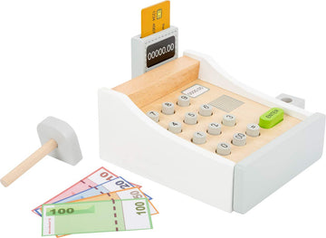 Wooden Cash Register Set by Small Foot - Includes Push Buttons, Credit Card, Scanner & Paper Money - Social, Educational and Ima