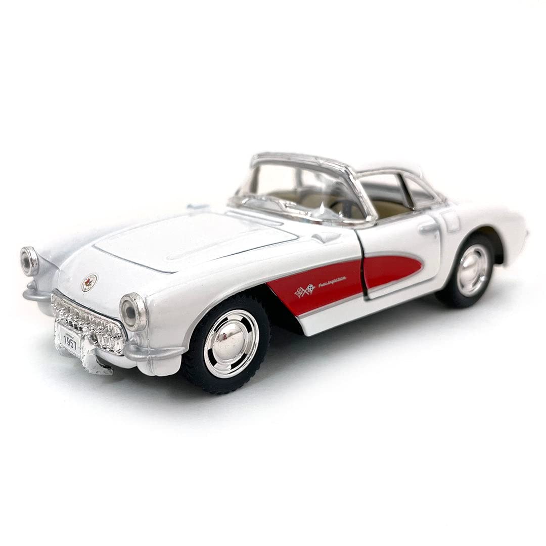 Set of 4: 5'' 1957 Chevy Corvette 1:34 Scale (Black/Blue/Red/White) by Kinsmart