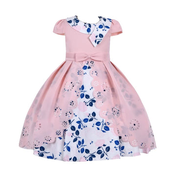 Cosplay Life Floral Dress for Girls and Young mature-themeds Fashion Flower Waistline Kids Party Festival Dress Ages 5-9 Years Old (Peach  6YRS)