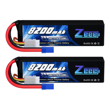 Zeee 3S 8200mAh Lipo Battery 11.1V 100C EC5 Connector Soft Case Battery with Metal Plates for RC Car RC Truck Tank Racing Hobby 