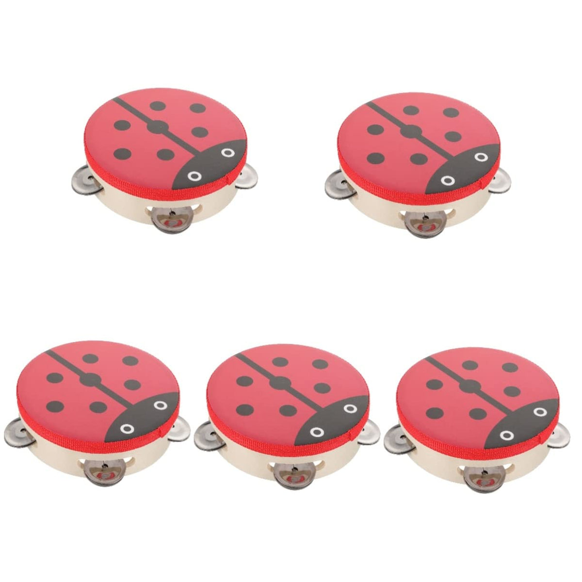 Excluzo 5Pcs Tambourine Ladybug Toys Kids Tambourines Woody Toy Ladybug Drum Bell Drum Bell For Children Cute Drum Bell Househol