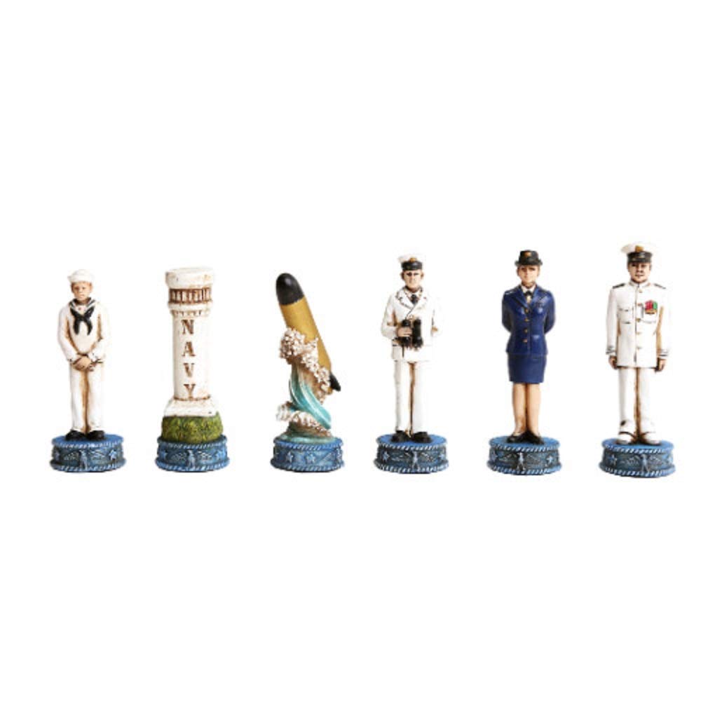 Pacific Giftware US Army vs Navy Chess Set, Hand Painted, Glass Board, 2 Players, Multicolor, Model 11865, Ages 12+