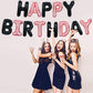 Toniful Black Rose Gold Happy Birthday Balloons Banner 16 Inch Mylar Foil Letters Birthday Sign Banner Bunting Reusable For Girl