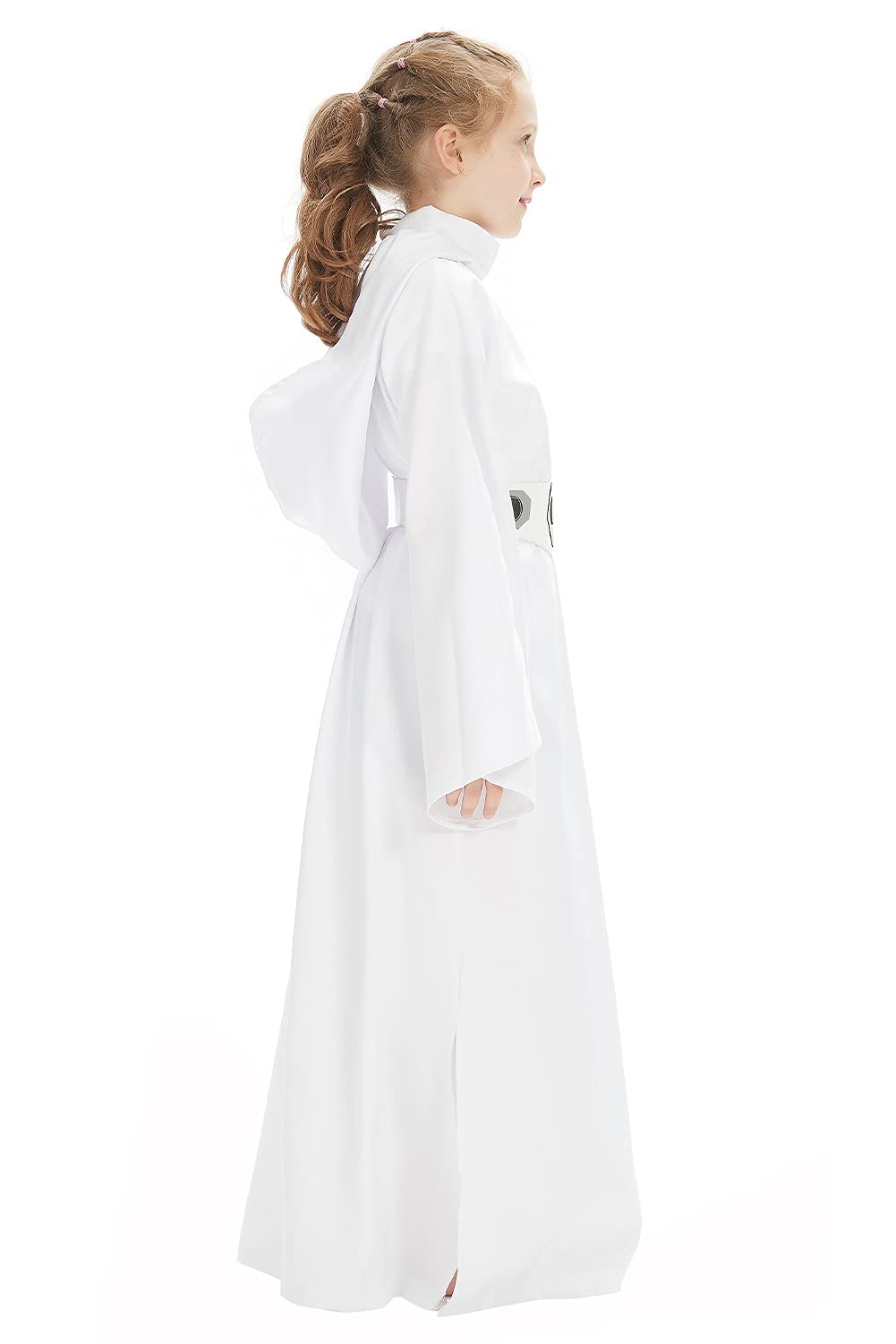 Rodwake Children'S Princess Cosplay Costume Girls White Tunic Hooded Robe Halloween Kids Outfit