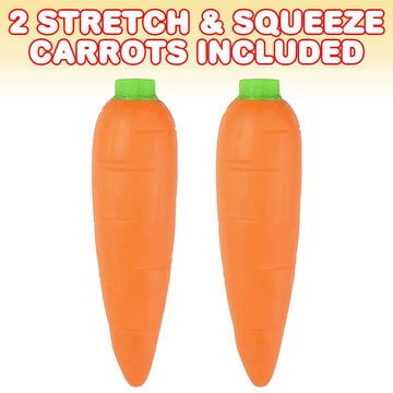 Artcreativity Stretchy Carrot Toys For Kids, Set Of 2, Stress Relief Fidget Sensory Toys For Autistic Children, Anxiety, And Adhd, Squeeze Toys Party Favors And Pretend Food Toys, Goodie Bag Fillers