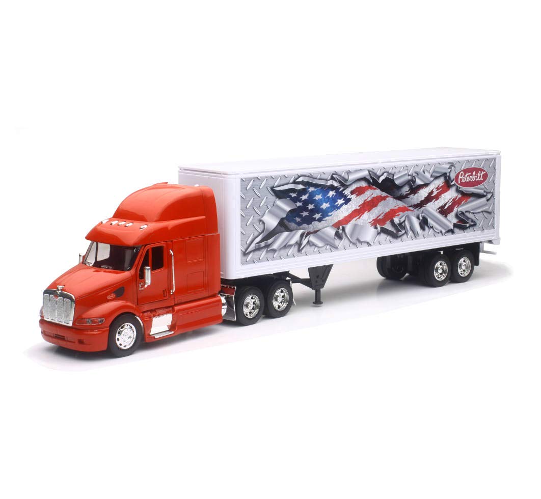 Peterbilt 387 Truck With Dry Goods Trailer White ''Long Haul Truckers'' Series 1/32 Diecast Model By New Ray