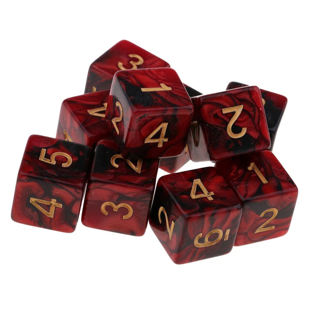 Yiotfandoll 10PCS Polyhedral Dice D6 Dice 16mm Acrylic 6 Sided Dice Double Colors Game Dice for RPG MTG DND Dice Table Games (Re