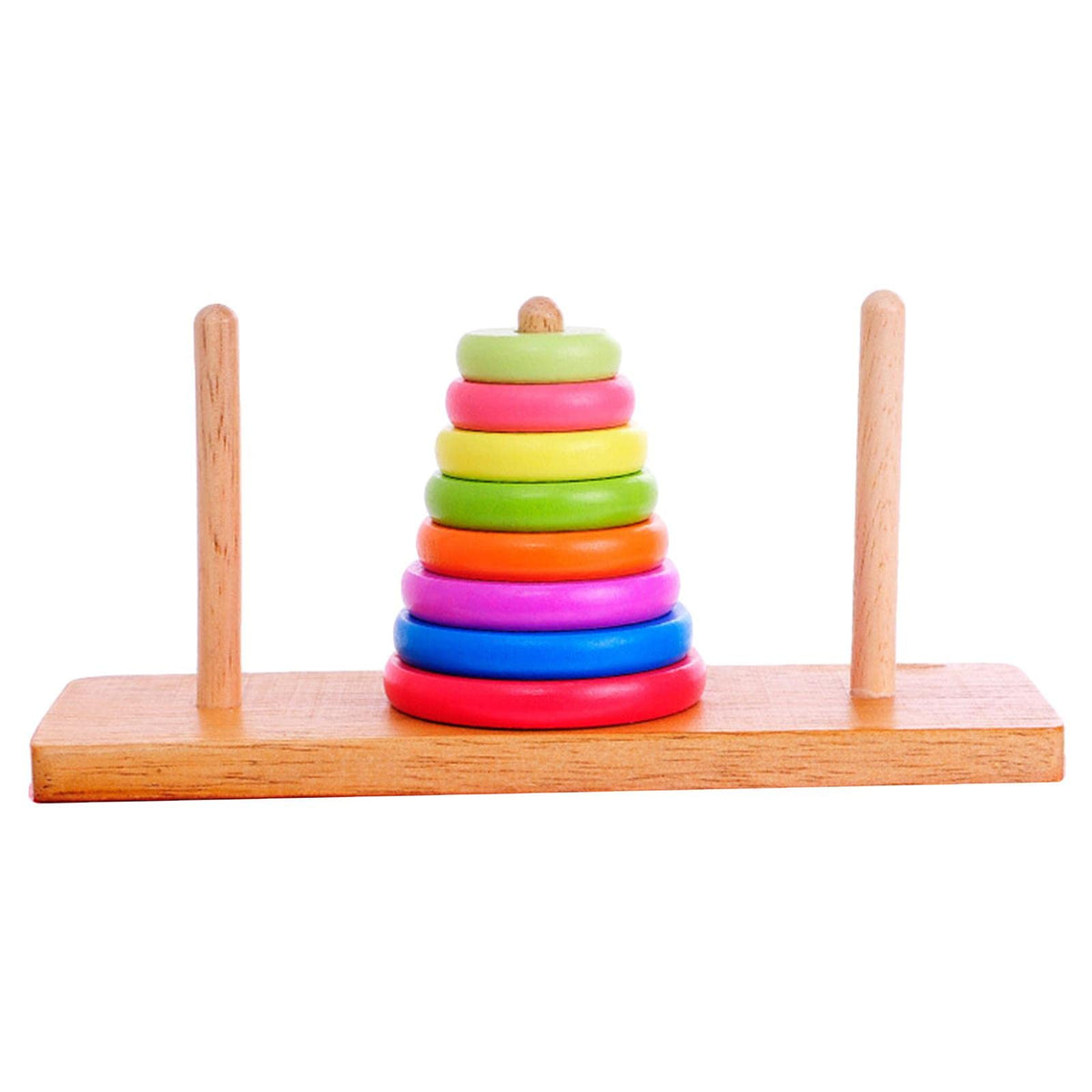 Ilsmysutra Wooden Rainbow Stacking Loop Tower Teaching Aids Learning Game Baby Toys|Toys For Baby|Developmental Baby Toys