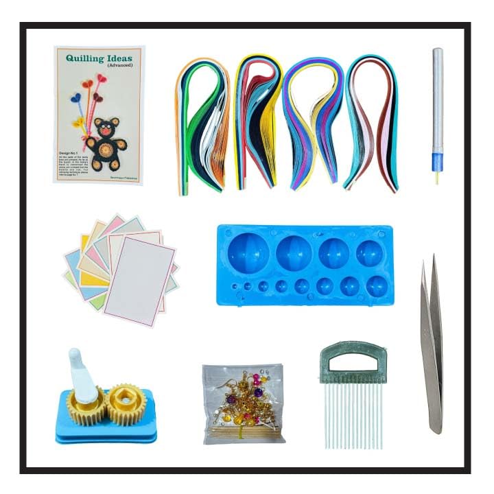 Beads & Craft: Paper Quilling Tools Kit With Advanced Quilling Guiding Book, Quilling Needle, Background Cards, 5Mm Quilling Str