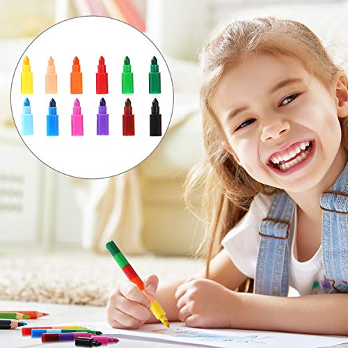 Leinuosen 24 Pieces Colorful Stacking Crayons Stackable Buildable Crayons for School Office Supplies, 12 Colors