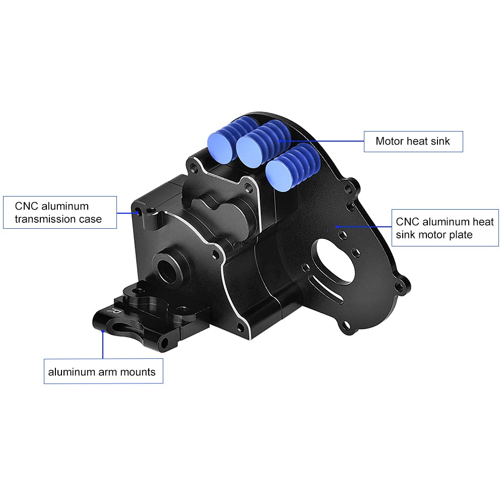 Globact Aluminum Transmission Case Gearbox With Aluminum Motor Plate And Arm Mounts Upgrade Parts For Traxxas Slash 2Wd Rustler