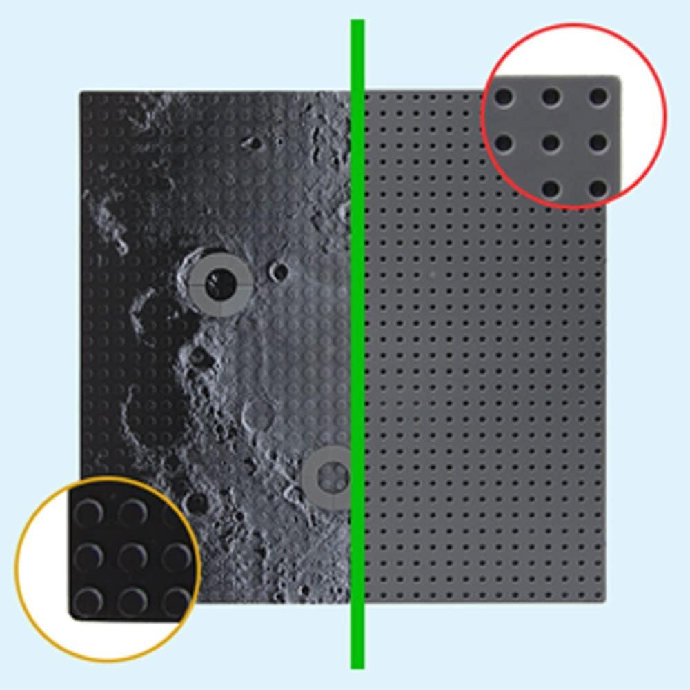 Feleph Space Moon Baseplate 10X10 Inches Classic Building Blocks Base Plate Gray Compatible With Major Brands - 2Pcs