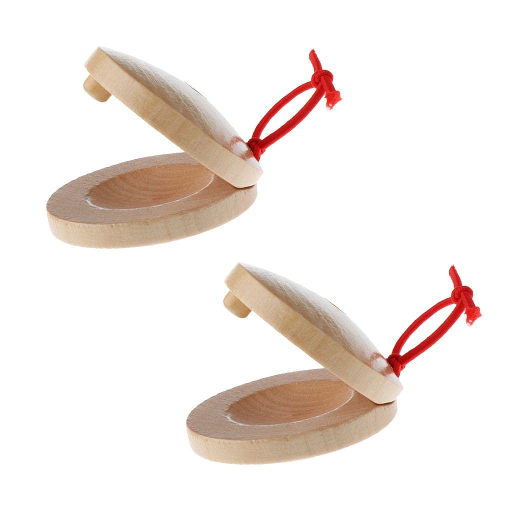 Myaddiction A Pair Wooden Castanets Wood Percussion Flamenco Musical Instrument