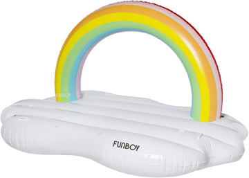 Funboy Giant Inflatable Luxury Rainbow Cloud Island Daybed Pool Float, Floating Bed, Two Cup Holders, Luxury Float For Summer Pool Party And Entertainment