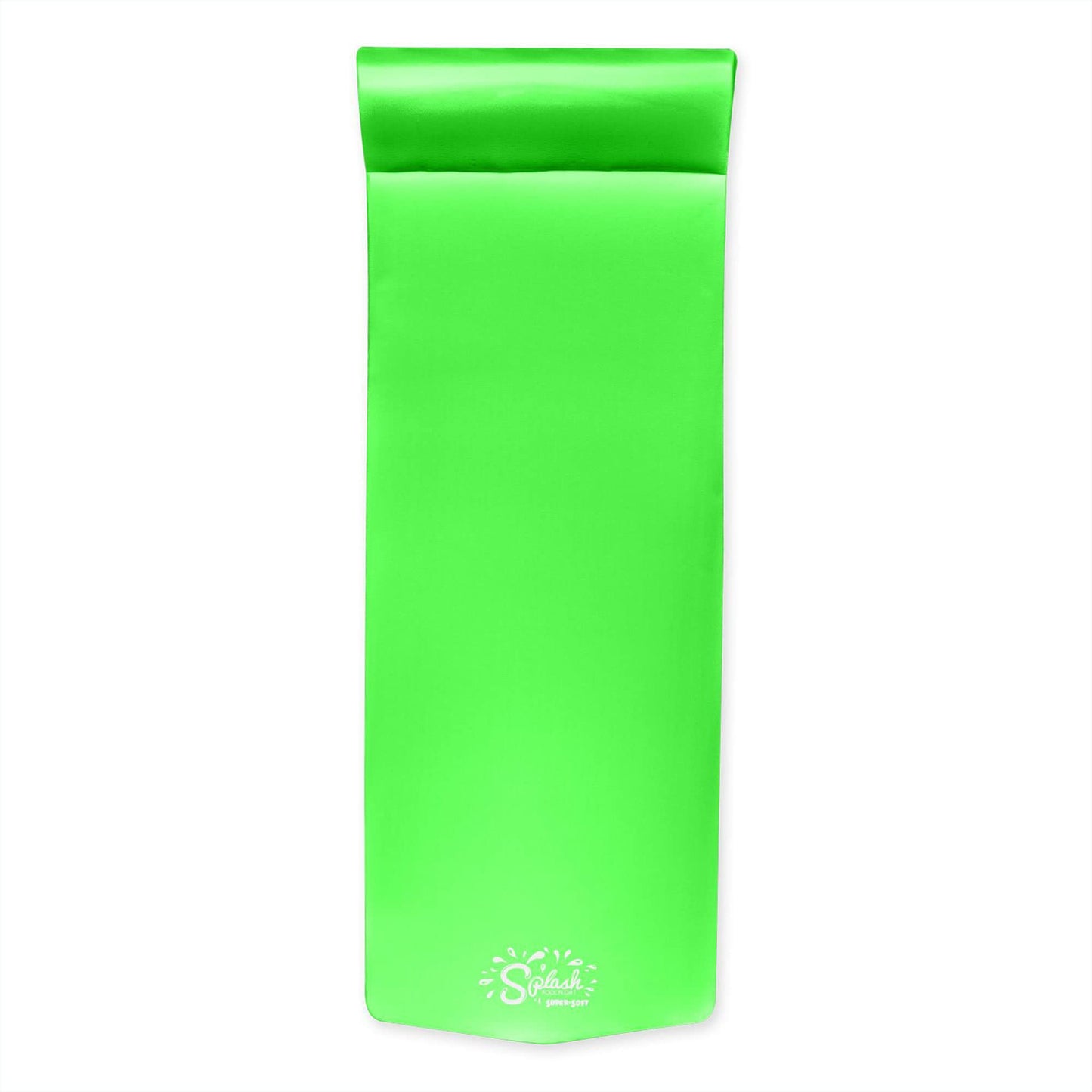 TRC Recreation Splash 1.25 Inch Thick Foam Swimming Pool Float Mat Large mature-themed Lounger with Built-in Roll Pillow  Fierce Green