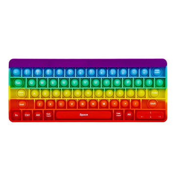 Push Toy Pop Bubble Fidget Sensory Toys Push It Pop Fidget Toys Rainbow Keyboard Shape, Pop Silicone Popper Toy Anxiety Stress Reliever Relief Autism Learning Materials Game Gift For Kids (Rainbow)