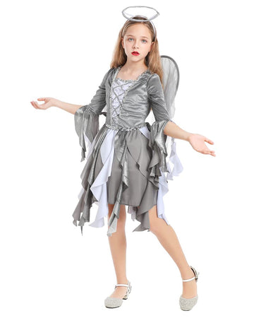 Seasons Girls Fallen Angel Costume Includes Glitter Halo,Dress And Wings (M(8-10))