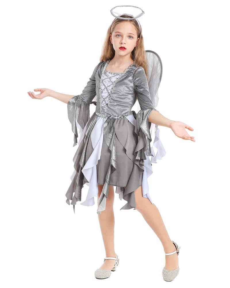 Seasons Girls Fallen Angel Costume Includes Glitter Halo,Dress And Wings (L(10-12))