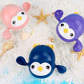 Baby Bath Toys, Wind Up Penguin Bathtub Toys, Toddlers Swimming Floating Playing Set In Bathroom Beach Pool, Colourful Water Pla